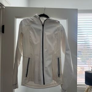 Lululemon White Hooded Jacket with Black Zipper
